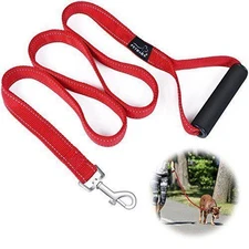 Handle Dog Leash with Neoprene Handle,Large Breed Puppies,  Red (Leash), M