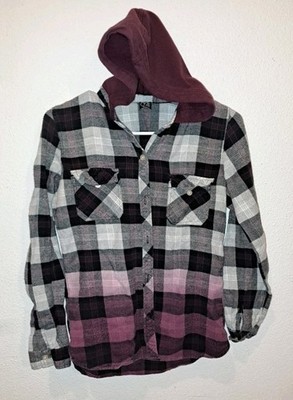EMPYRE Hooded Plaid Flannel Button-Up Women's Sz Small