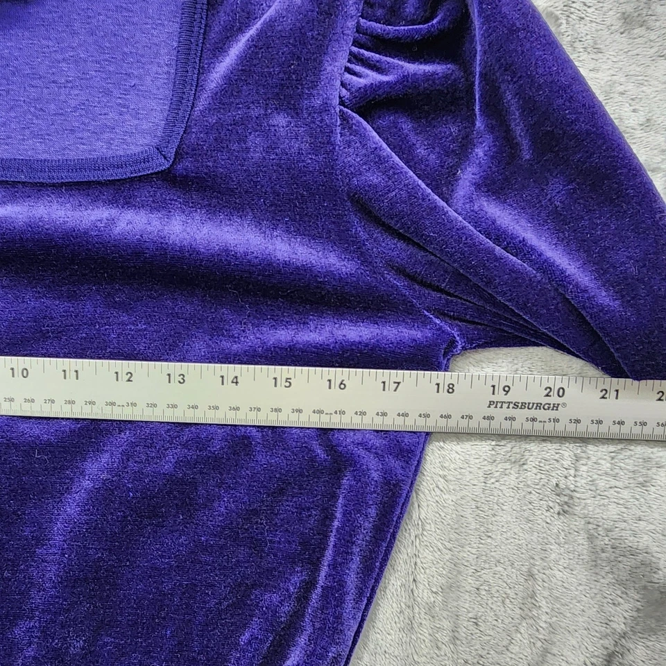 Suéter Vintage Años 70 80 Cultivado Orgánicamente Mujer M Púrpura Terciopelo Cuello Cuadrado Foto 4 de 4