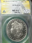 1878-CC Morgan Silver Dollar, ANACS MS61 PL Obverse