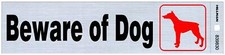 839830 Beware of Dog Self Adhesive Sign Nickel Black and Red Mylar 2x8 Inches...