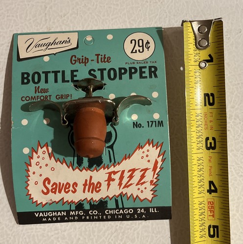 Bottle 1950s Stopper Vintage Vaughan’s Save the Fizz NOS Unused - Picture 6 of 6