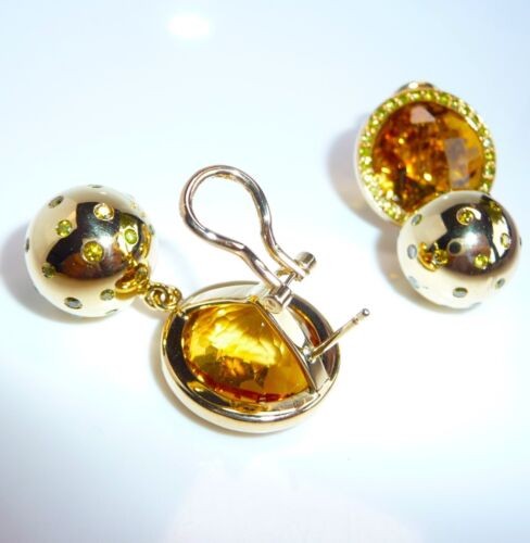 Ohrringe Niessing 750 Gold 1.60ct. Diamanten große Citrine 36,5 mm 25,4gr - Picture 11 of 14