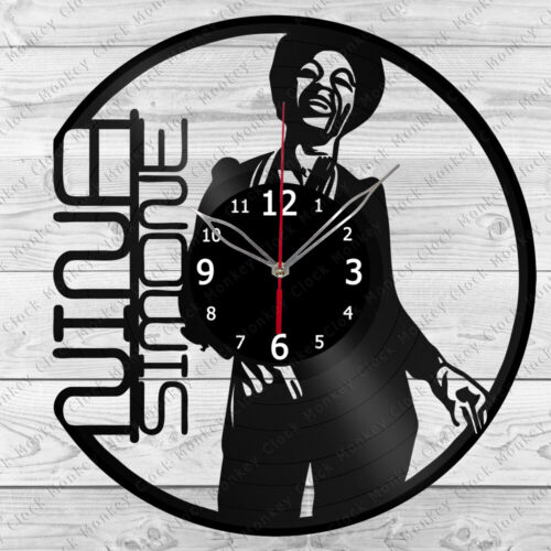 Reloj de vinilo Nina Simone disco de vinilo reloj de pared decoración artística del hogar hecho a mano 2746 - Imagen 1 de 12