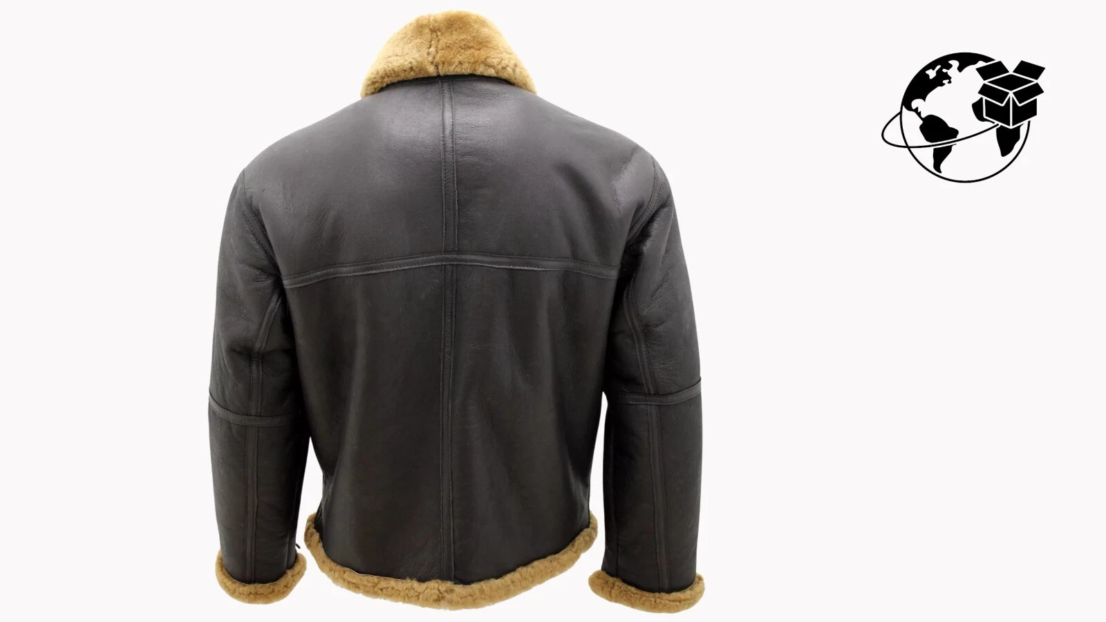 Men’s Brown RAF Real Shearling Sheepskin Flying Leather Jacket With Ginger Fur - product detail image 6