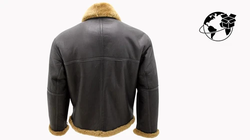Men’s Brown RAF Real Shearling Sheepskin Flying Leather Jacket With Ginger Fur image 6