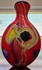 SALVADORE STUDIO MURANO GLASS VASE MULTICOLOR HAND BLOWN NEARLY 18" TALL! HEAVY!