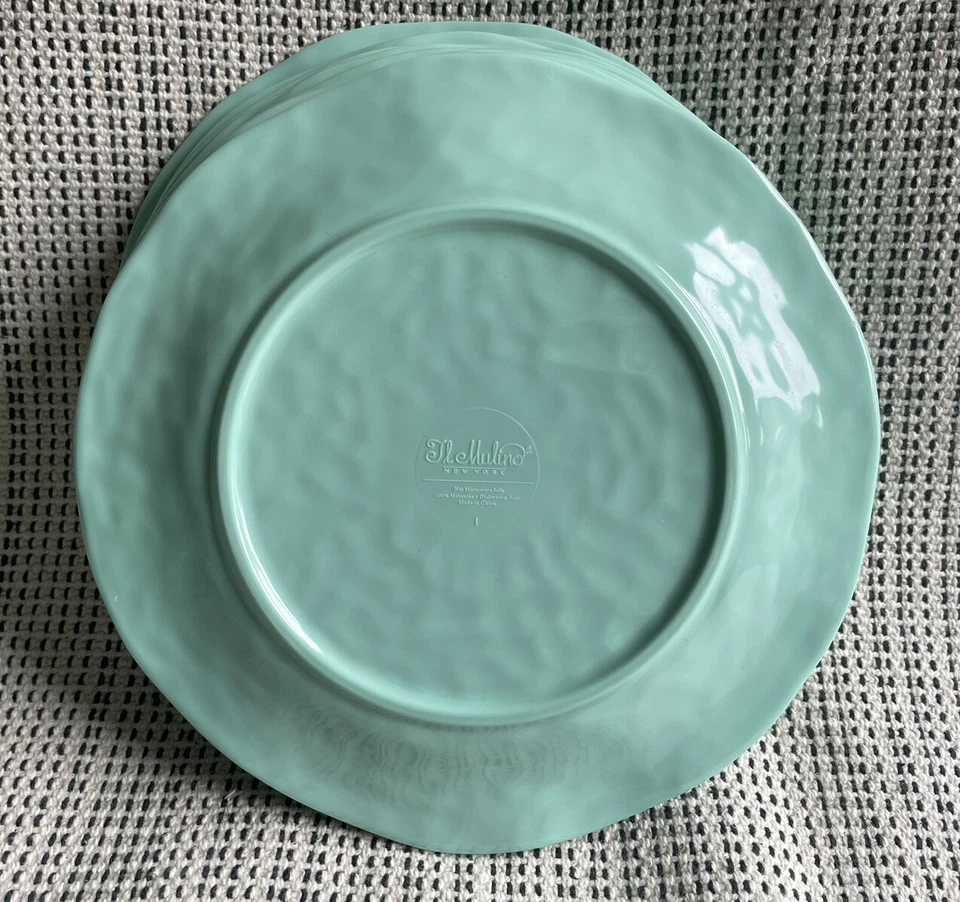 Il Mulino Turquesa Medallón Melamina Set 8 Cena, 8 Ensaladas 1 Plato Azul Teal Foto 3 de 4