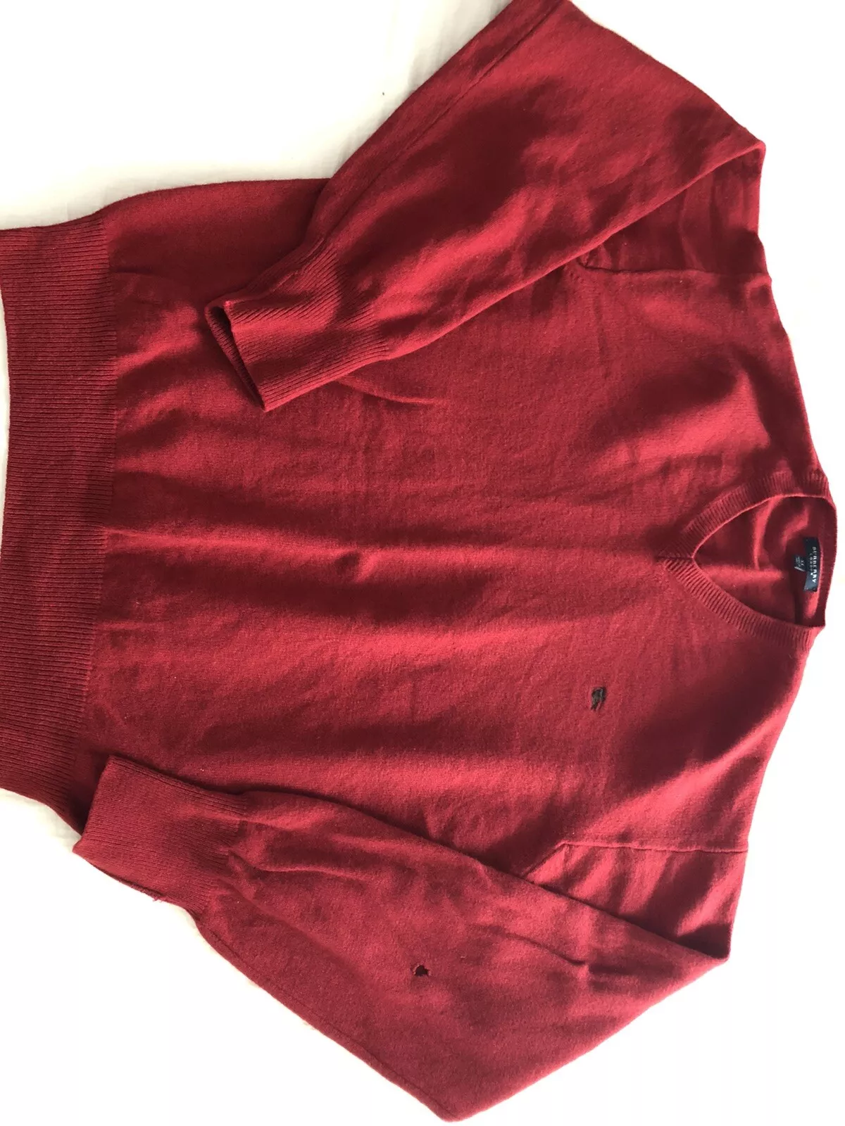 Pull 100 % authentique Burberry Golf laine d'agneau XLarge bleu rouge Bourgogne Supreme