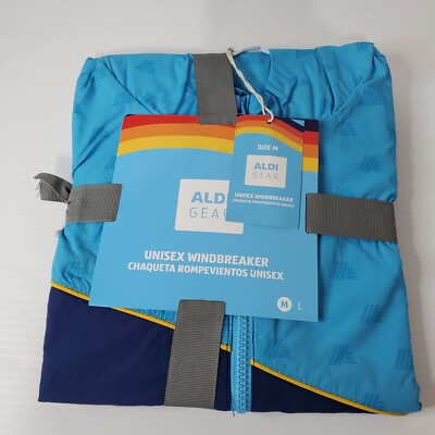 ALDI Gear Medium Unisex Blue Navy Windbreaker Water Resistant Jacket Spring 2024
