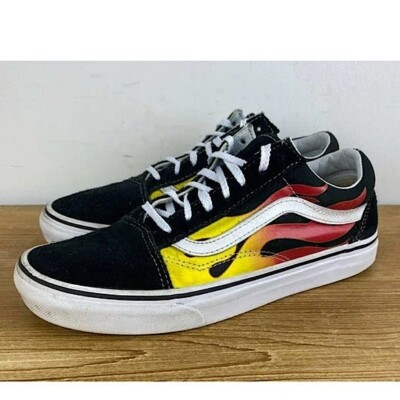 Vans Old Skool Flames Red Yellow Black Skateboard Shoes women s 7.5