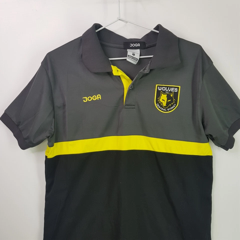 Camisa polo de fútbol para hombre Central Sydney Wolves S negra amarilla logotipo bordado Foto 2 de 4