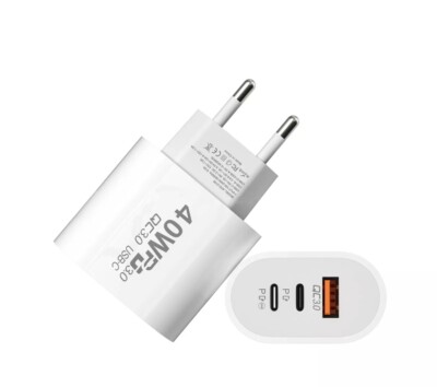 USB C Schnell Ladegerät für Iphone Samsung Laptop 40W, Multiport mit USBC + USB