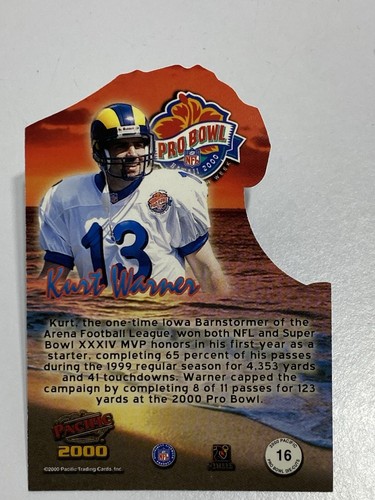 2000 Pacific Pro Bowl Die-Cuts KURT WARNER #16 HOF Rams - Picture 2 of 2