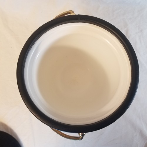 Secchiello ghiaccio vintage metà secolo moderno sughero ecopelle nero MCM barware bar - Foto 6 di 10