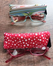 Cute Fun Chic 2 Pair 2.00 Women's Fashion Reading Glasses. Soft Cases Included.