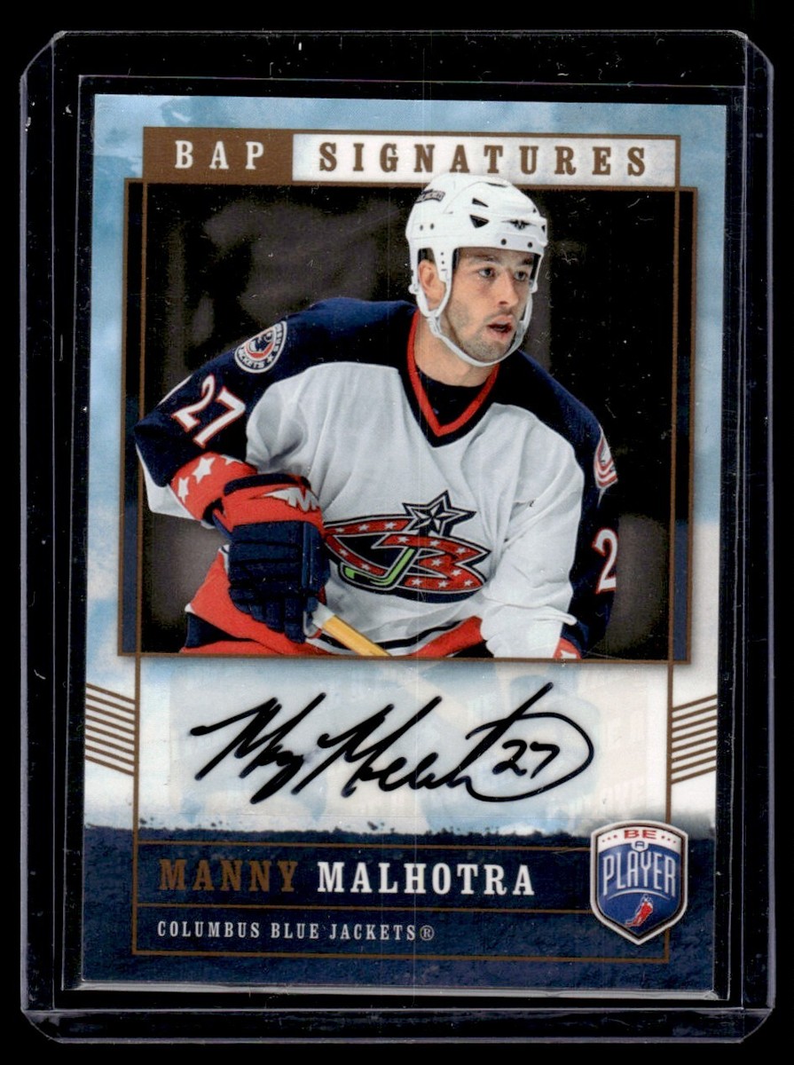 【希少】直筆サイン入りジャケット付Portray Blue / 7uta.com 2006-07 Be A Player Signatures Manny Malhotra Auto Columbus Blue