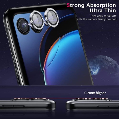 For Motorola Razr+ 2024 Metal Ring+Tempered Glass Camera Lens Screen Protector - Picture 16 of 28