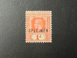 GILBERT and ELLICE ISLANDS SPECIMEN STAMP KGV 1d MINT NICE OLD Specimen Stamp