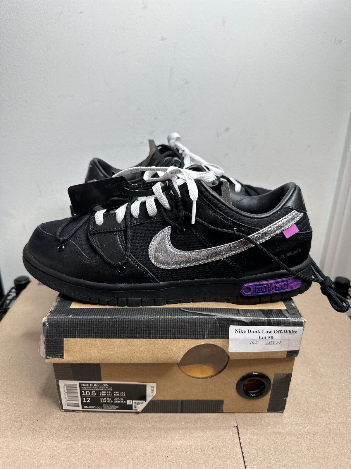 OFF WHITE X NIKE Taglia 10 5 Nike Dunk Low x Off White Lotto 50 di 50 INDOSSATE UNA VOLTA con scatola originale