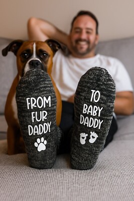 New Dad Socks, From Fur Daddy To Baby Daddy Pregnancy Gift, Fur Dad Socks