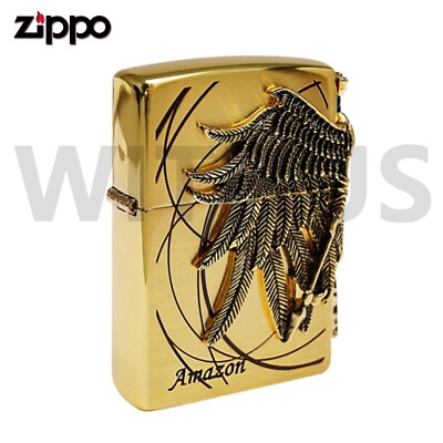 【美品】CAREERING-PRACEBO 701 GOLD Zippo Amazon 1 GD Lighter Gold EMB Lighter New In Box