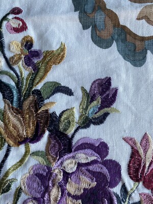Mulberry Home Rococo Embroidery Fabric Remnant 24''x24''