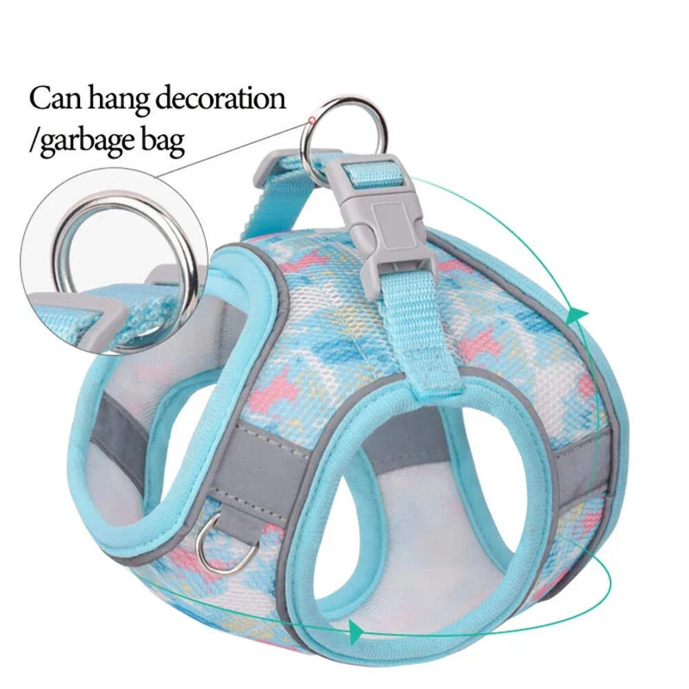 Dog Harness Leash Set Breathable Pet Chest Strap Puppy Kitten Reflective Vest fo