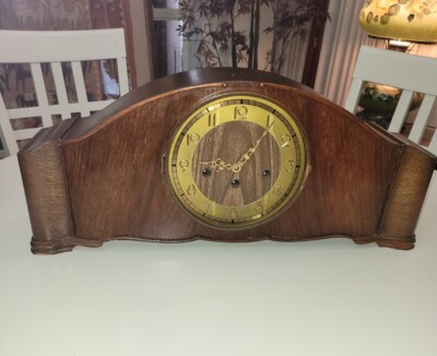  La Rose Westminster MCM Art Deco Mantle Clock W/ Pendulum  