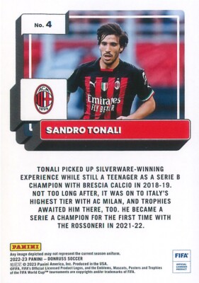 Autocollants Panini - Sandro Tonali (Milan) + Carte Lotto - Collection 2022-23