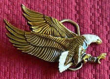 BALD EAGLE FLYING WINGS VINTAGE ENAMEL BELT BUCKLE GREAT AMERICAN BUCKLE CO 506