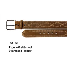 Western Rodeo Distressed Brown Double Stitched Figure 8 Leather Belt Size 40