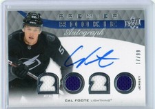 2021-22 Upper Deck Premier Cal Foote Rookie Quad Jersey Relic Autograph #d 17/99