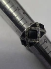 .925 sterling silver ring vintage Marcasite Onyx Size 5.5-5.75 EUC Beautiful