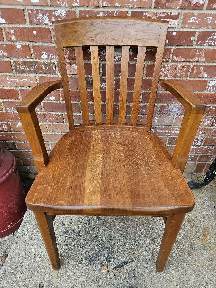 Vintage Solid Oak Bankers Office Desk Chair Armchair MURPHY #1 | eBay