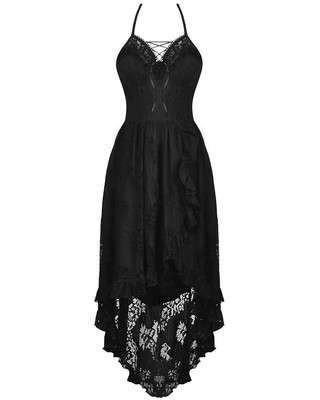 Dark IN Love Splendido Pizzo Gotico Coda di Rondine Vestito da Ballo