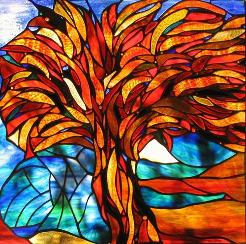 Australian KINGFISHERS in the RAINFOREST Entranceway Doors CUSTOM STAINED GLASS - Picture 13 of 24