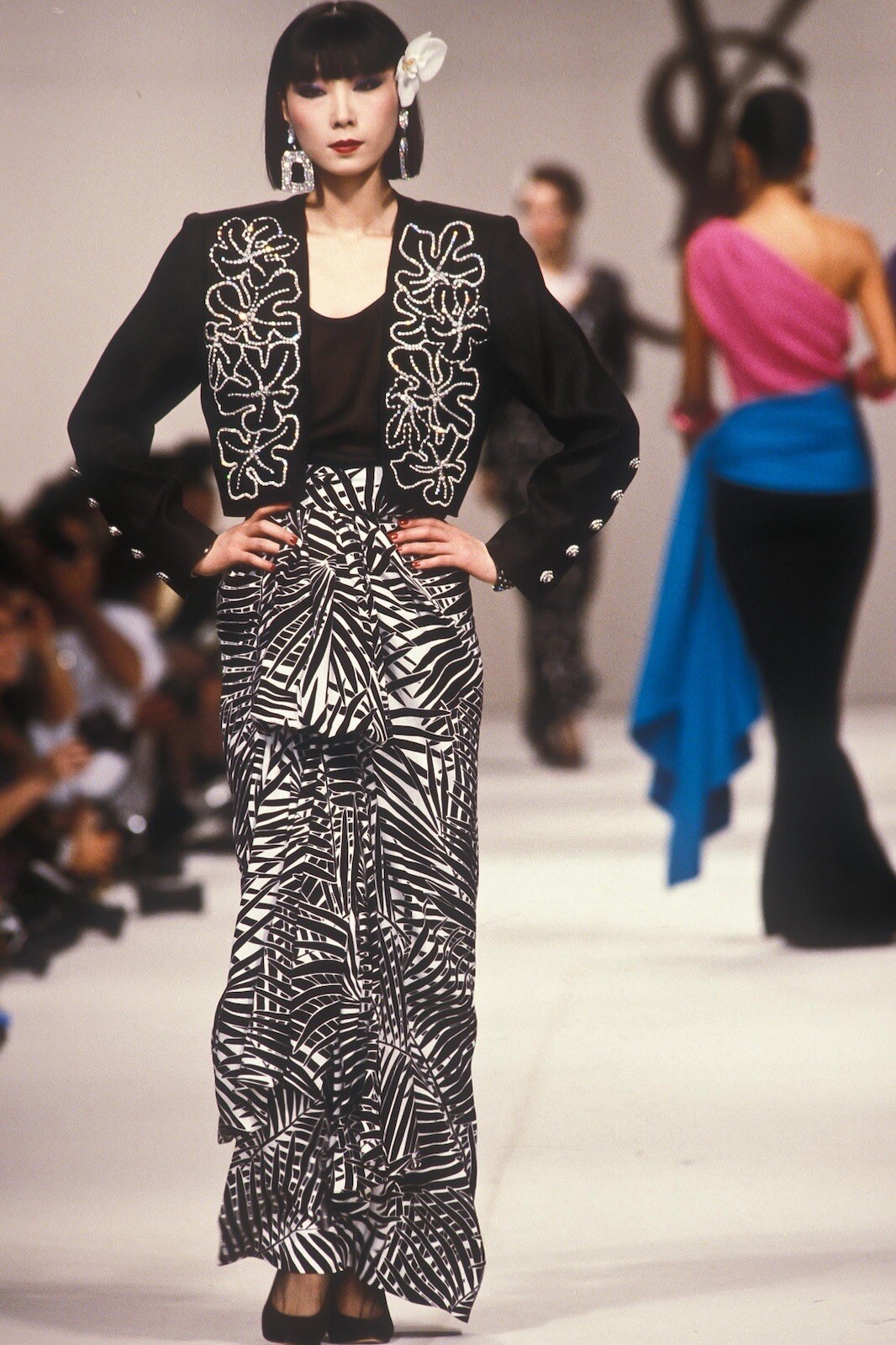 Camicia Yves Saint Laurent Rive sinistra vintage YSL primavera 1985 seta foglie di palma