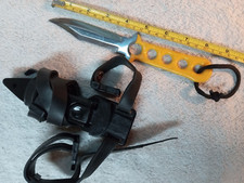 8.5" Scuba Dive Stainless Steel Knife, Rubber Coated Handle, and Locking Sheath