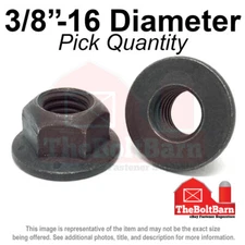 3/8"-16 Grade 8 (G) Hex Flange Top Lock Nuts Coarse Phos & Oil (Pick Quantity)