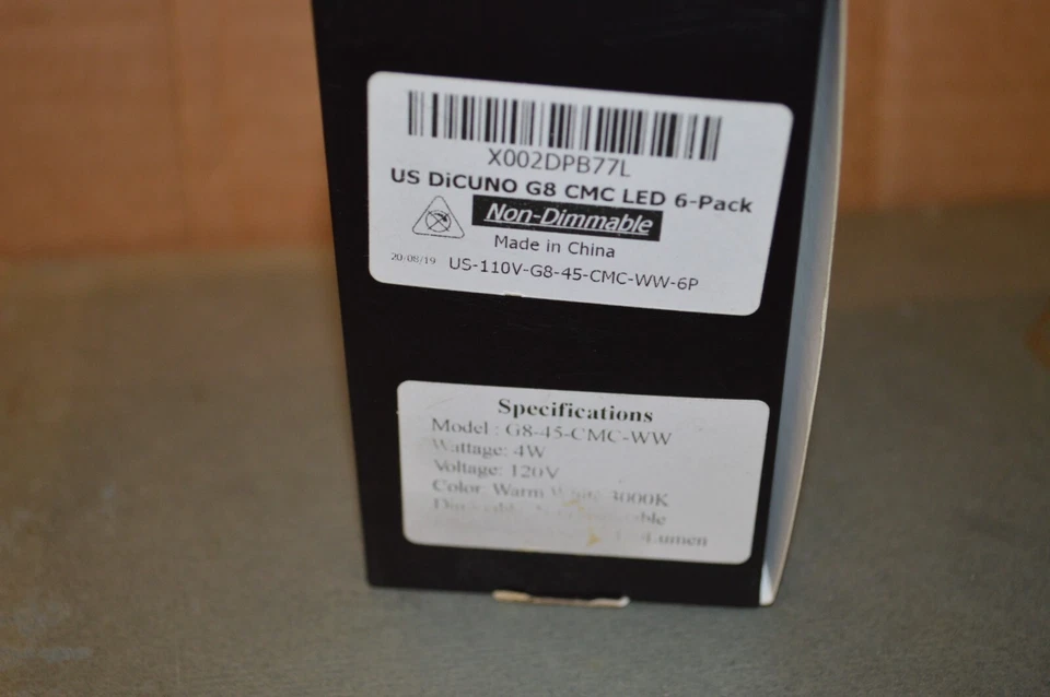 NEW DiCUNO G8 LED Bulb, 4W Warm White 3000k, Pack 6 - Image 3 of 3