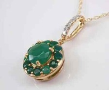 Natural Emerald 2Ct Round Cut Women's Beauty Pendant 14K Yellow Gold Plated