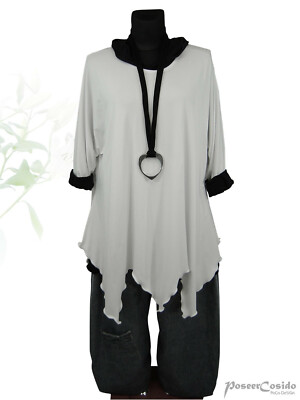 Myo-Lagenlook Oversize Long-Big-Camicia Tunica Turchese 46485052545658 284538983559 - Foto 5