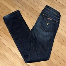 Hudson Dark Wash Jeans Back Button Flap Sz 27 Cotton Blend 5 Pocket Design