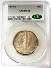 1944 D USA WALKING LIBERTY HALF DOLLAR CAC MINT STATE 65