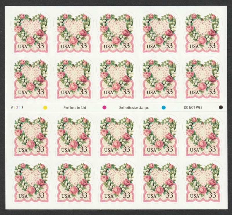 #3274a Victorian Love conv. booklet of 20, plt #V1213, VF