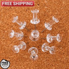 100PCS Standard Thumb Tacks Large Clear Push Pins for Board Steel Point Pins US