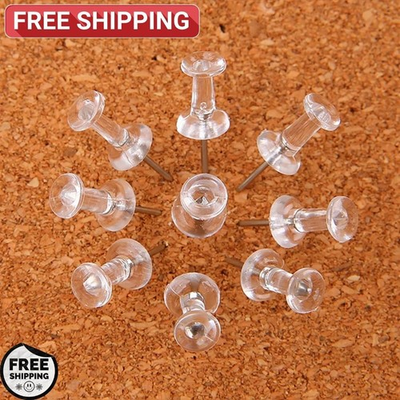 #ad 100PCS Standard Thumb Tacks Large Clear Push Pins for Board Steel Point Pins US $2.99