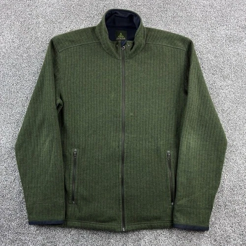 Prana Barclay Sweater Jacket Mens Large Green Wool Blend Ribbed Zip M2BARC310 video thumbnail
