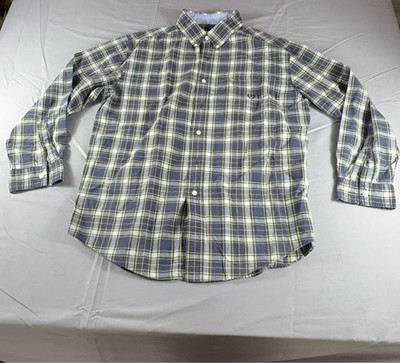 Ralph Lauren Chaps Indigo Plaids Men's L Blue Yellow Plaid Long Sleeve Shirt